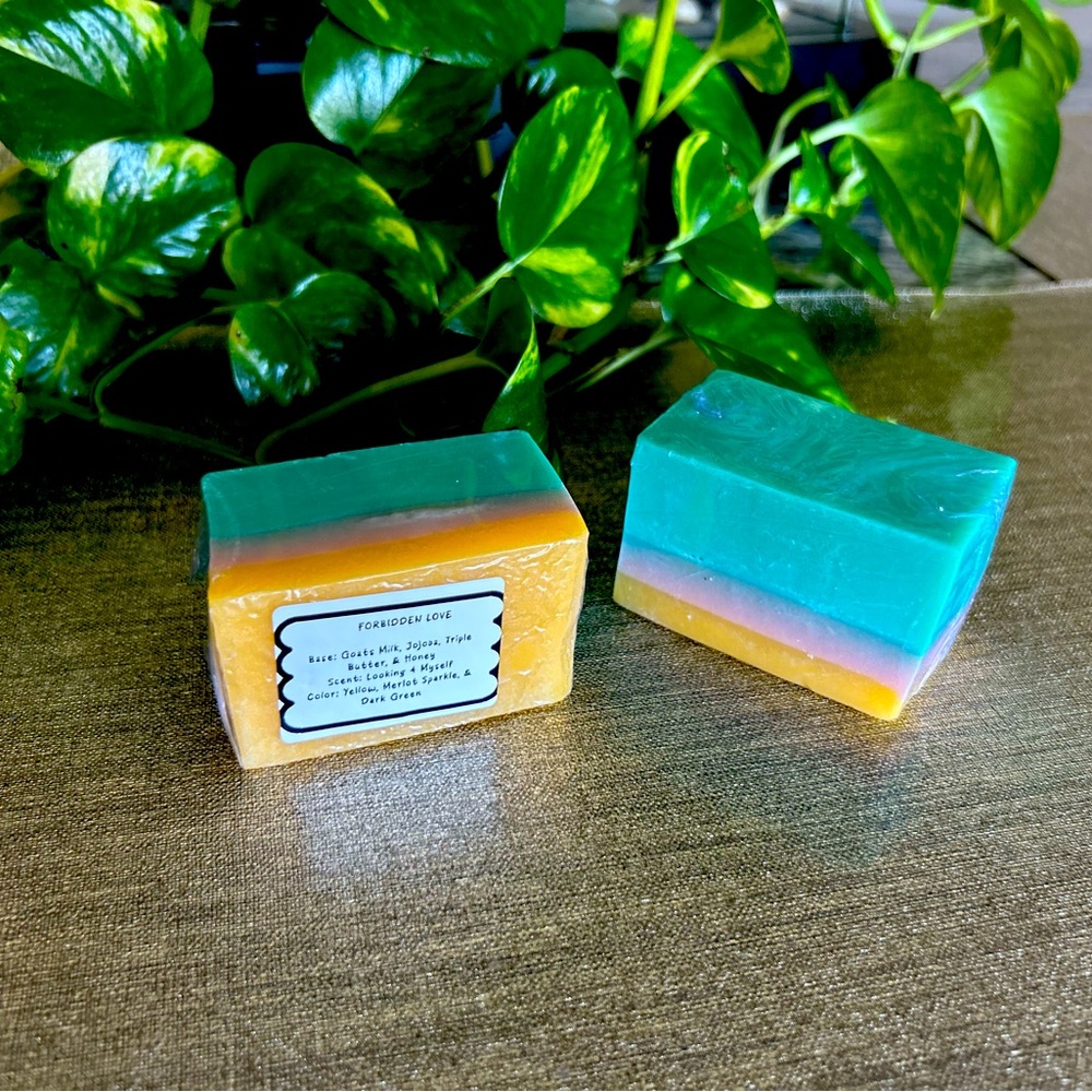 “Forbidden Love” - Vibrant Layered Hand Soap - Blue, Green, Yellow